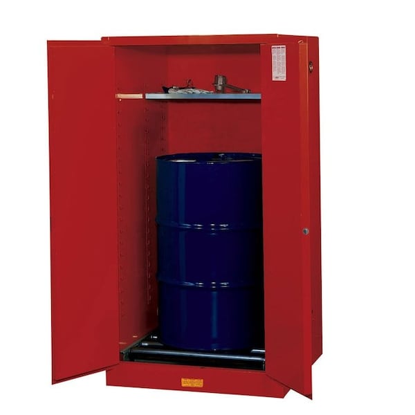 Justrite 55 gal, 1 Shelves, 18-Gauge Steel, 34 in W x 65 in H x 34 in D, Red 896261 - main